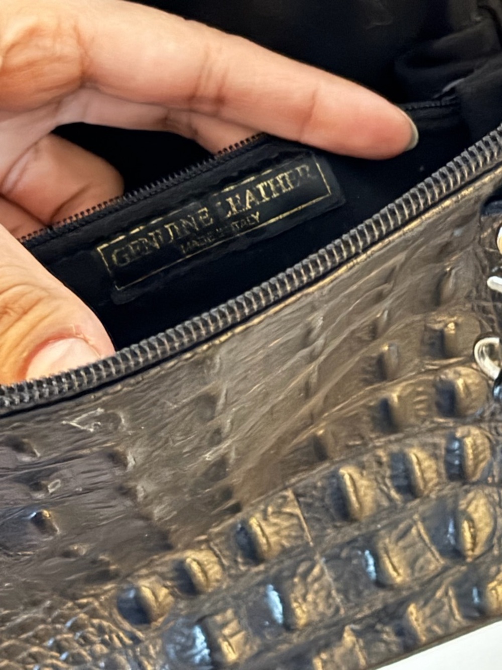 Black Croc-Embossed Shoulder Bag - Picture 4 of 4